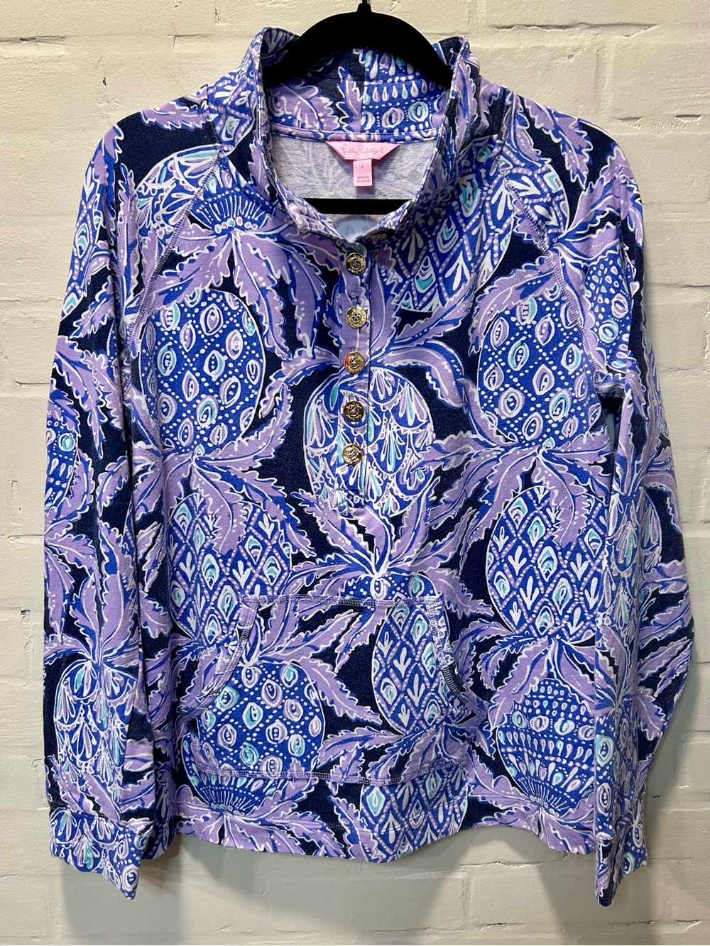 Lilly Pulitzer Coco Safari Captain Popover Long Sleeve Top L UPF 50+ Luxletic - Picture 1 of 8